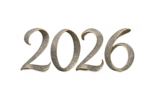 Golden 2026 sign celebrating new year on transparent background - Powered by Adobe