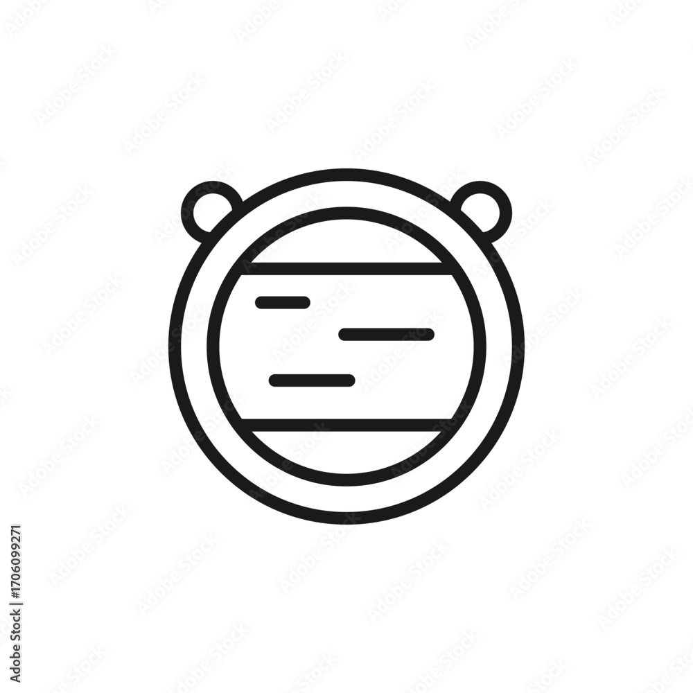 Aufkleber line drawing of a round object with short lines inside and two small circles on top