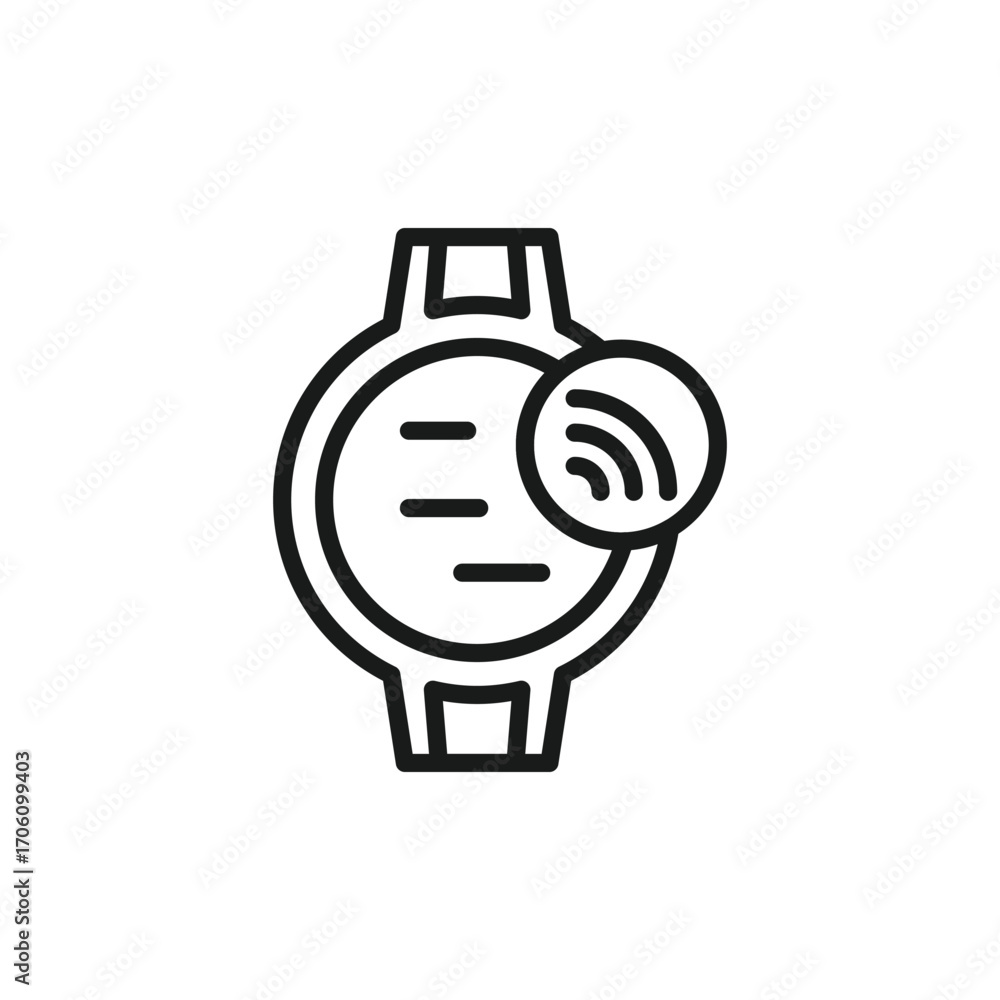 Poster line drawing of a smartwatch with an outline indicating connection