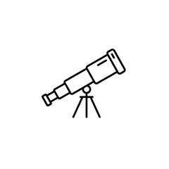 Telescope on tripod with stars symbolizing astronomy and space exploration on a white background. EPS 10.