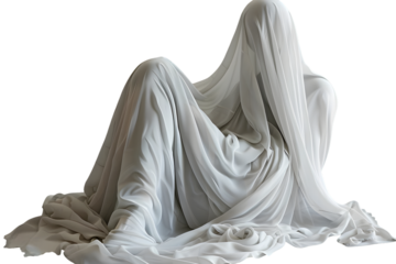 Ghostly Figure in White Drape.