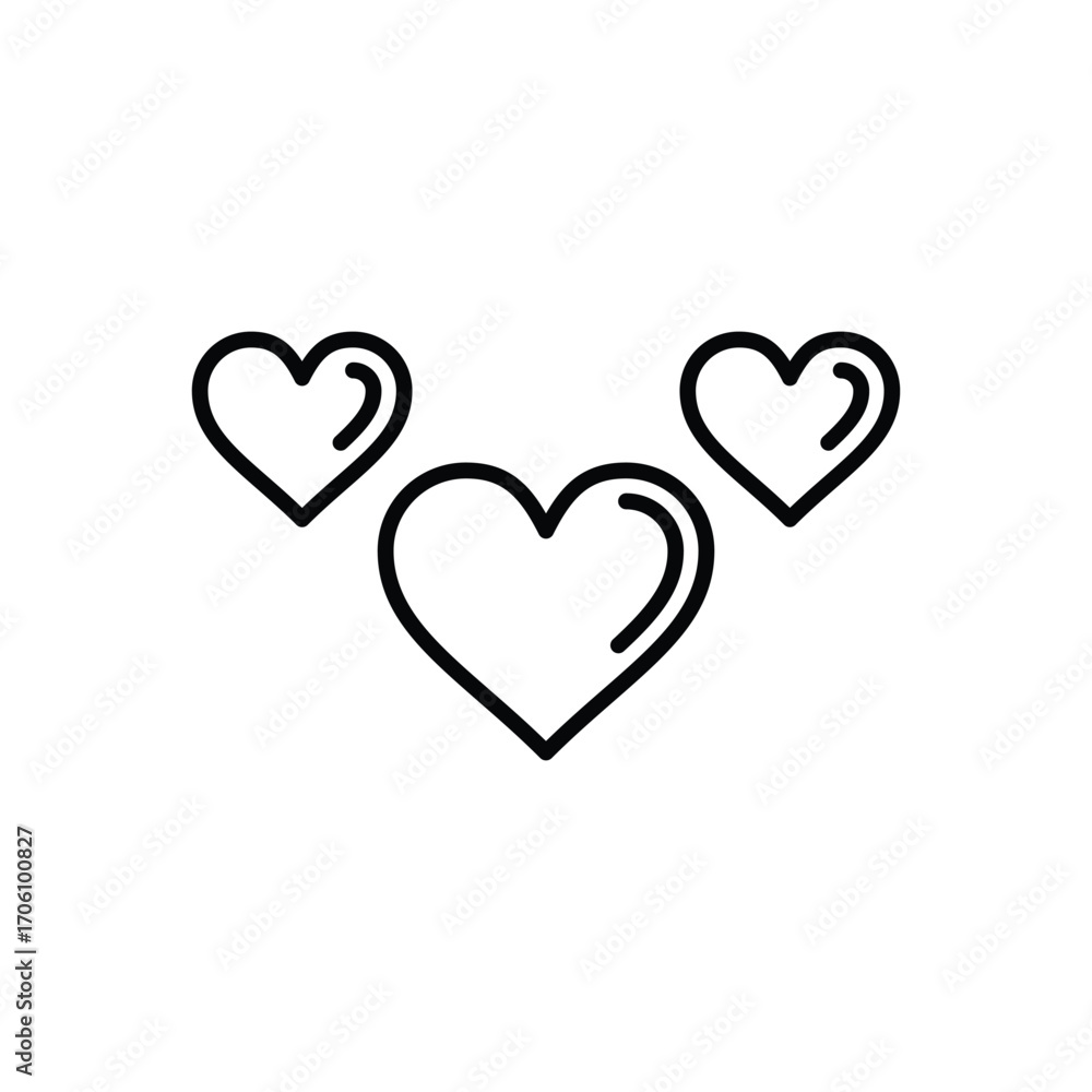 Poster the image shows three heart shapes with black outlines each containing a filled curved shape inside