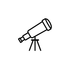 Telescope on tripod with stars symbolizing astronomy and space exploration on a white background. EPS 10.