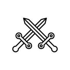 Two swords are shown crossed in the middle They are drawn in black outline
