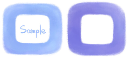 青色と紫色の水彩で描かれた正方形の装飾囲みフレーム