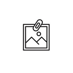 Image file icon with landscape and attachment symbol for digital media on a white background. EPS 10.