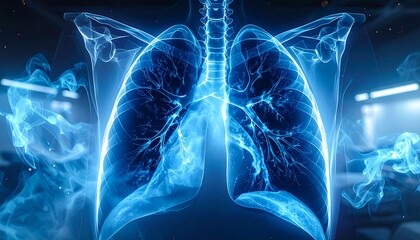 3D rendered X-ray view of lungs