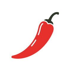 Red chili pepper icon representing spicy food and heat on a white background. EPS 10.