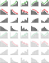 a business graph with arrow design silhouette vector illustration Green up and red down arrow graph. Rising and descending trend concept. Business result and investment profit or loss symbol. © Alexander Leo