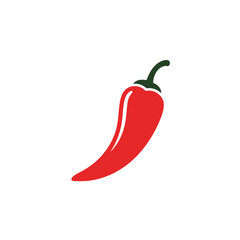 Red chili pepper icon representing spicy food and heat on a white background. EPS 10.