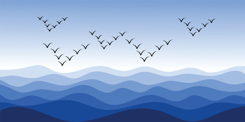 Abstract mountain landscape with stylized chart and heartbeat line elements