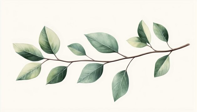 Hand Drawn Wedding Herb: Floral Branch With Elegant Leaves For Save The Date Card Invitations - Botanical Rustic Homeplant Design