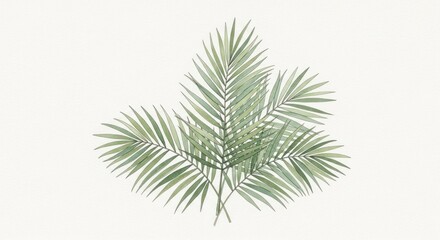 Delicate, light green palm fronds arranged artfully against a bright background, creating a serene and tranquil visual experience.
