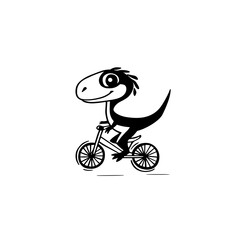 Naklejka premium Velociraptor. Velociraptor simple black and white line art vector logo
