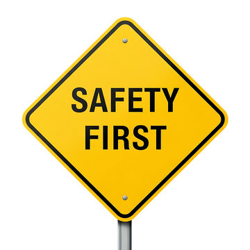 Png yellow diamond safety first sign isolated on transparent background