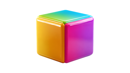 Colorful glossy cube abstract 3D render vibrant colors