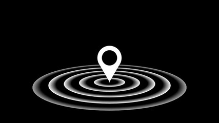 GPS location pin icon with radio wave animation, Location symbol, black pin point icon, Location pin, road location