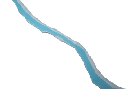 Graceful blue green swirling abstract pattern flowing across a clean white canvas texture