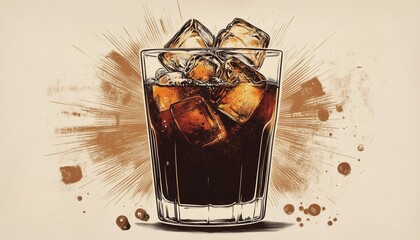 Vintage Engravings On Brown Background: Captivating Cold Brew Coffee Advertisements Inspired By Retro Aesthetics And Charm. Highlight The Nostalgia!