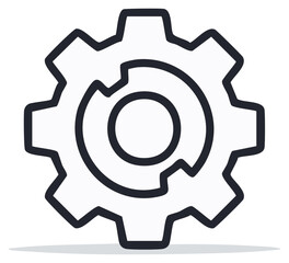 Obraz premium Minimalist gear icon representing settings, mechanics, and process