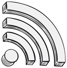 Obraz premium Hand Drawn Wi Fi Signal Icon with Three Arcs and a Dot Vector Illustration