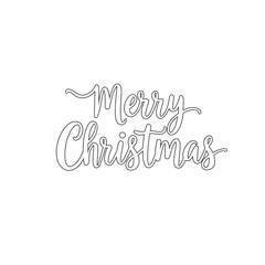 Elegant Merry Christmas outline lettering in cursive style. Perfect vector for greeting cards, festive invitations, holiday decor and classy seasonal graphic design projects.