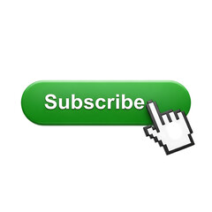 Png green subscribe button with cursor isolated on transparent background