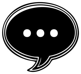 Fototapeta premium Black and white speech bubble icon with ellipsis dots for communication chat or message