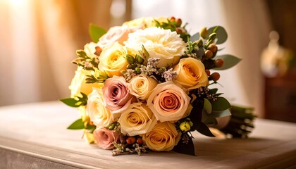 Elegant bouquet of pastel roses