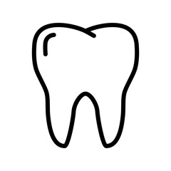 Simple flat line icon of a tooth, symbol for dental care, oral health, dentist, and dental clinic
