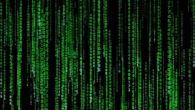 Digital green binary matrix code, Deep Web with black background