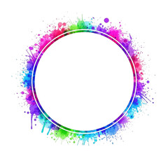 Colorful paint splatter circle isolated on transparent background