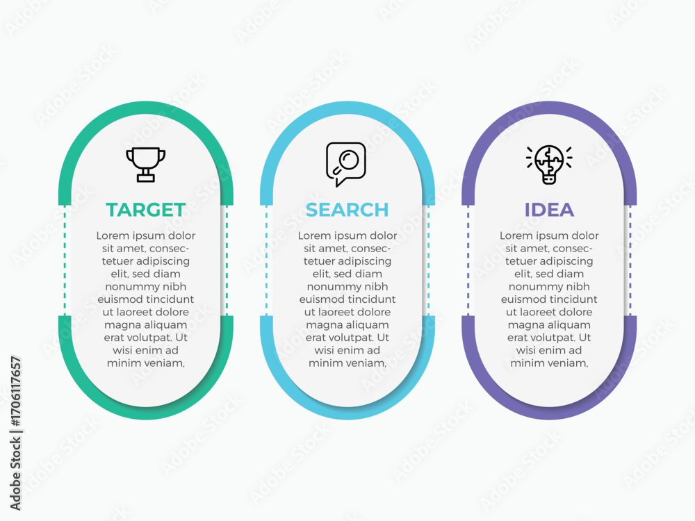 Poster business circle. 3 steps infographic icons designed for abstract background template milestone eleme