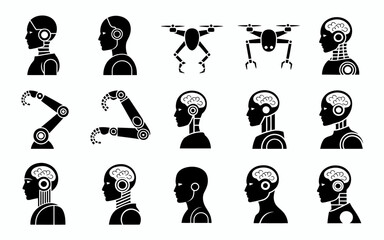 Vector art of set of artificial intelligence icons