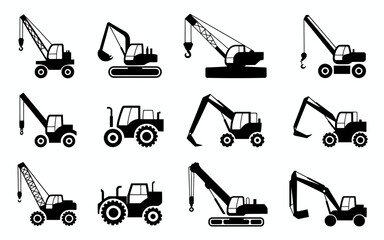 Vector art of construction vehicle silhouettes for your design