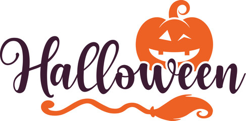 Happy Halloween typography clip art design on plain white transparent isolated background for card, shirt, hoodie, sweatshirt, apparel, card, tag, mug, icon, poster or badge