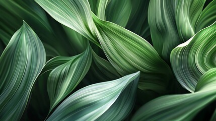 Vibrant Green Foliage Closeup with Textured Leaves in Natural Light and Detailed Vein-generative ai