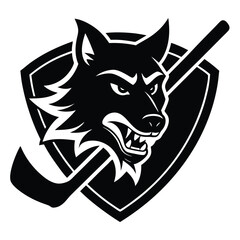 Obraz premium Aggressive Wolf Mascot Hockey Club Logo