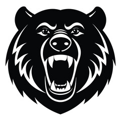 Bold Grizzly Bear Face Hockey Puck Logo