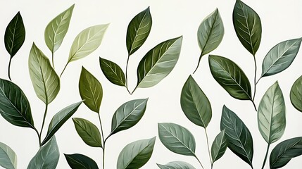 Vibrant Green Foliage Closeup with Textured Leaves in Natural Light and Detailed Vein-generative ai