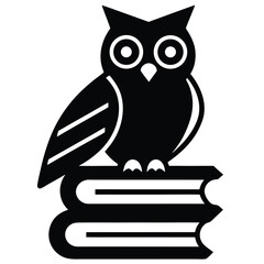 Educational Logo Owl on Stack of Books