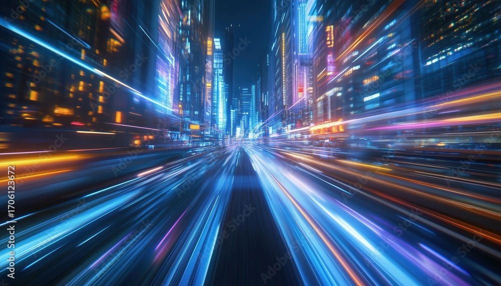 Aufkleber next generation technology: hyperloop rendering of warp speed with blurred light reflections in a me