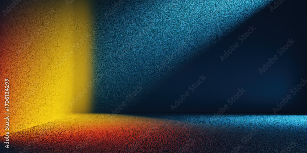 Poster vibrant gradient transitioning from deep blue to warm yellow in a smooth abstract background.