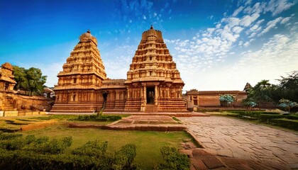 Fototapeta premium Brihadeeswarar Temple – Magnificent Dravidian Architecture in Thanjavur, Tamil Nadu