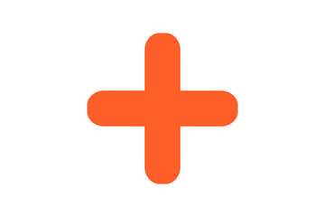 Obraz premium Orange plus sign shape for medical icons, math symbols, labels, posters, stickers, and graphic design elements