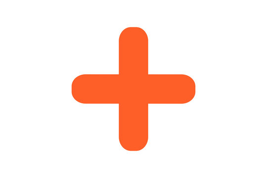 Orange plus sign shape for medical icons, math symbols, labels, posters, stickers, and graphic design elements
