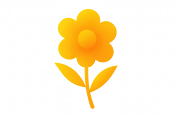Stylized orange flower with a transparent background is depicted, offering versatile usage possibilities