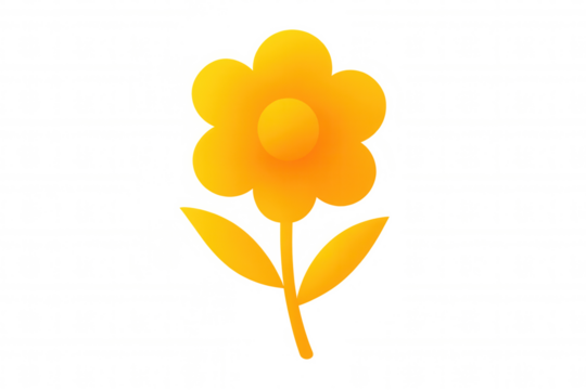 Stylized orange flower with a transparent background is depicted, offering versatile usage possibilities