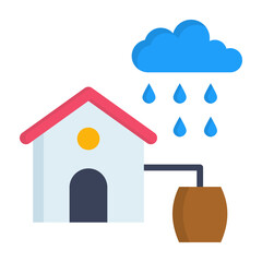 Rainwater Harvesting Flat Vector Icon