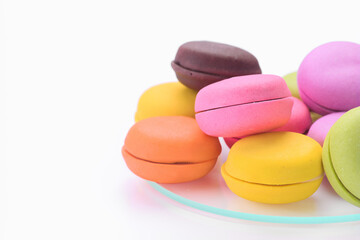 Colorful collection of French macarons on a plate